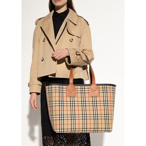 $2090 NEW BURBERRY London Check LARGE 2pc Tote Shopper Bag Purse!